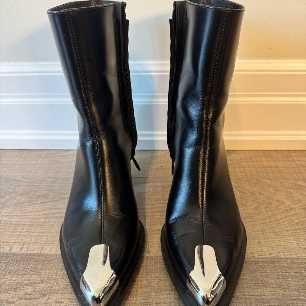 Alexander McQueen black steel booties